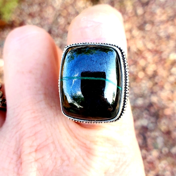 New Unique Chrysocolla 925 Silver Ring. - Picture 6 of 16